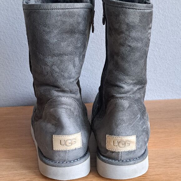 UGG Australia Abree Short II Women’s Size 8 EU 39 Gray Suede Sheepskin Boots - Picture 3 of 14